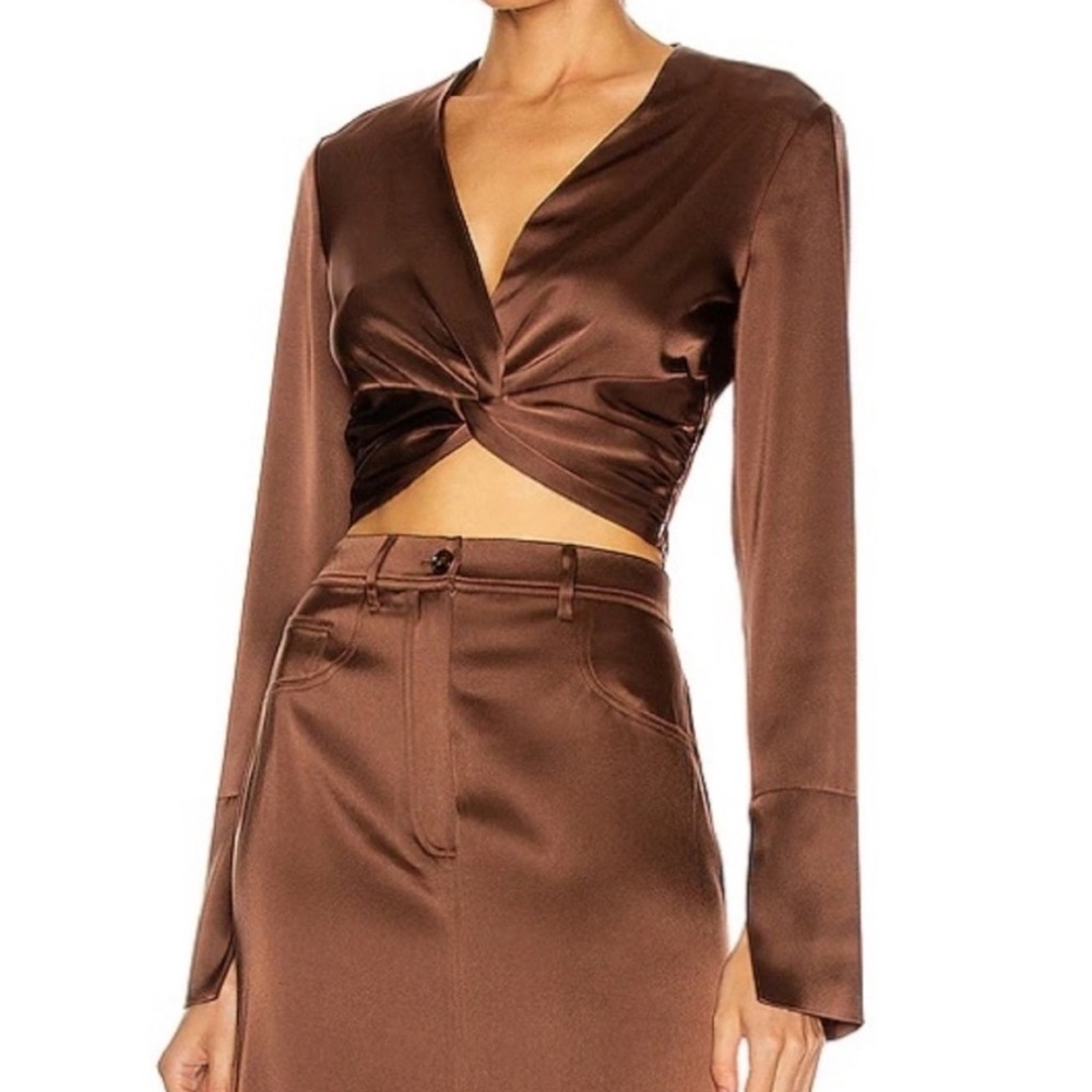 Nanushka Brown Satin Top